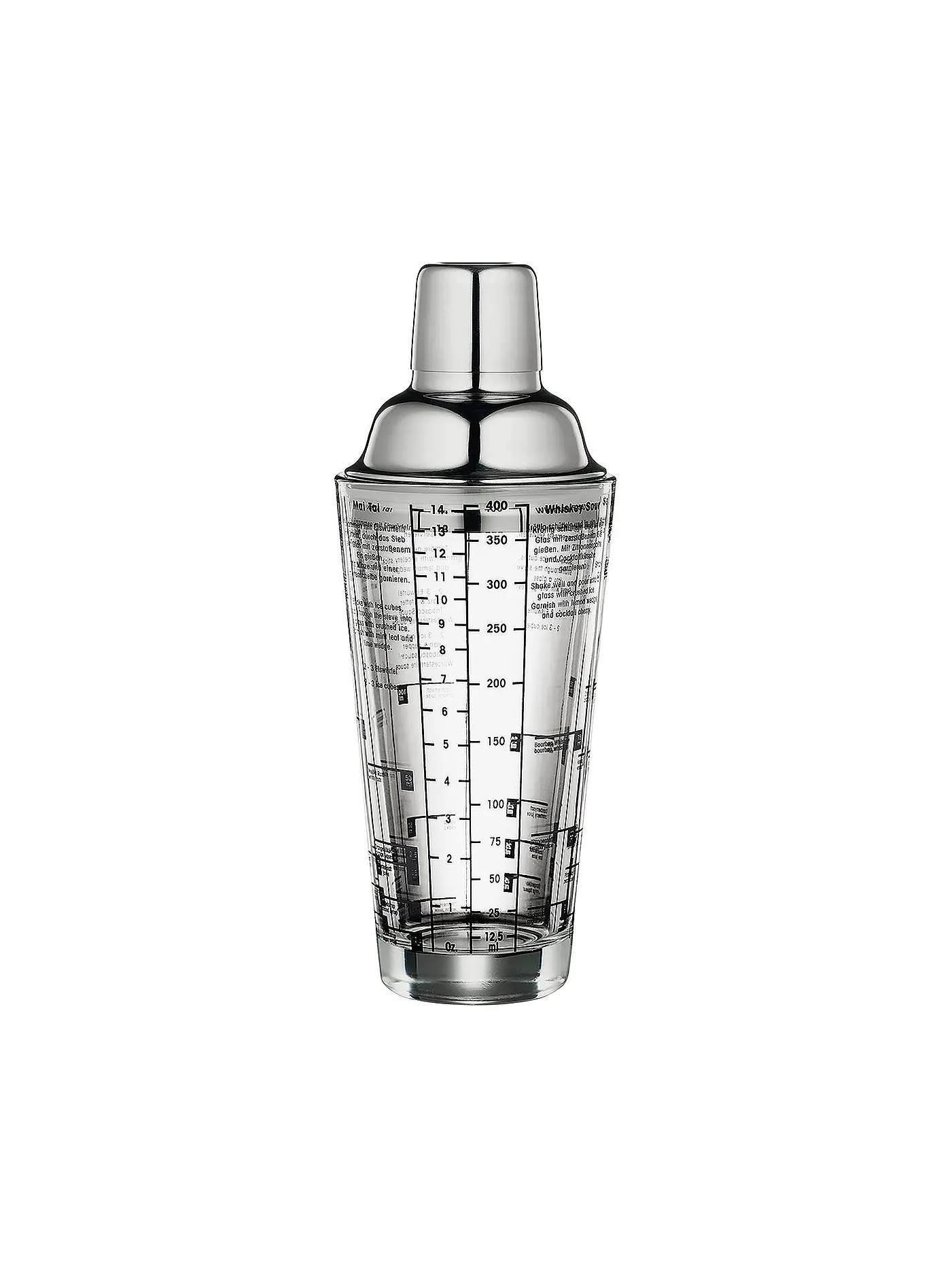 CILIO | Cocktailshaker mit Rezepten 0,4l Glas/Edelstahl | 